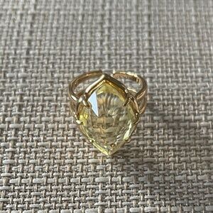 Stella & Dot Gold Tone Ring with Yellow Teardrop Crystal